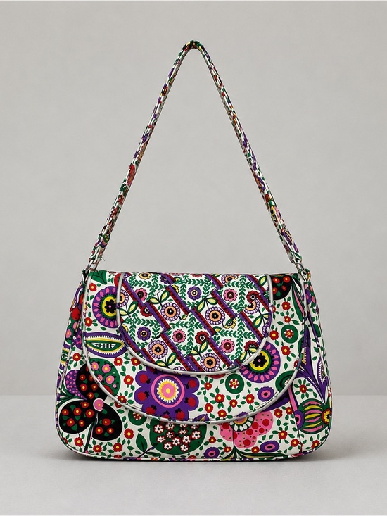 Vera Bradley Handbags - Vera Bradley Viva La Vera Flap Shoulder Bag Floral Quilted Cotton Cottage Retire